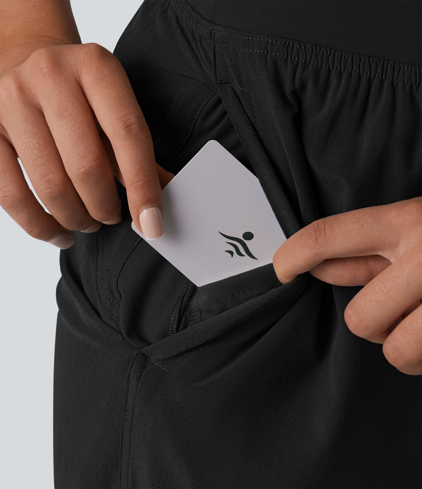 2-in-1 Lauf-Joggers mit hohem Bund, mehreren Taschen, Kordelzug und Reißverschluss - schnelltrocknend 2-in-1 Lauf-Joggers mit hohem Bund, mehreren Taschen, Kordelzug und Reißverschluss - schnelltrocknend