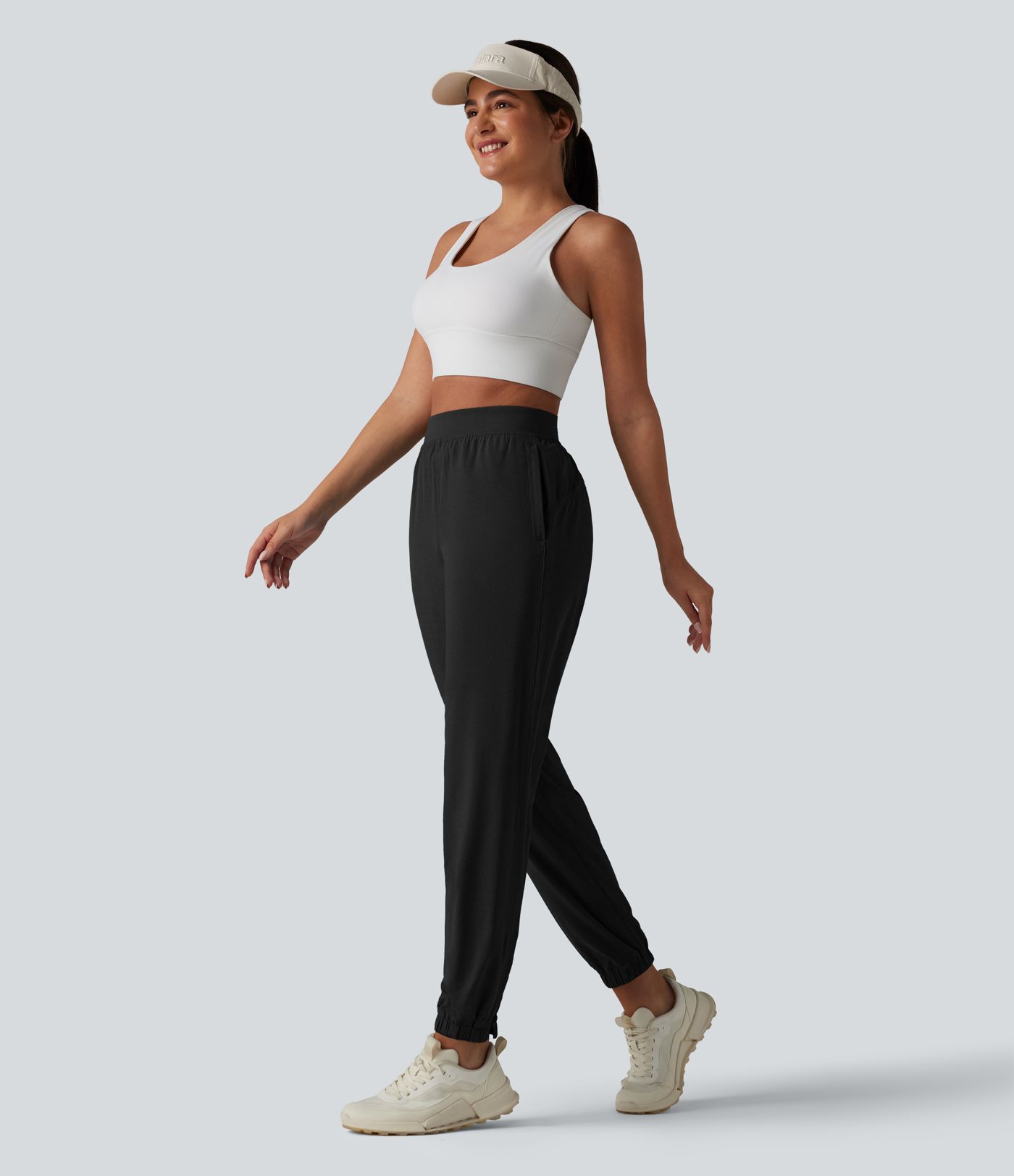 2-in-1 Lauf-Joggers mit hohem Bund, mehreren Taschen, Kordelzug und Reißverschluss - schnelltrocknend 2-in-1 Lauf-Joggers mit hohem Bund, mehreren Taschen, Kordelzug und Reißverschluss - schnelltrocknend