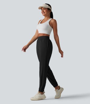 2-in-1 Lauf-Joggers mit hohem Bund, mehreren Taschen, Kordelzug und Reißverschluss - schnelltrocknend 2-in-1 Lauf-Joggers mit hohem Bund, mehreren Taschen, Kordelzug und Reißverschluss - schnelltrocknend