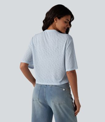 Round Neck Short Sleeve Casual Top