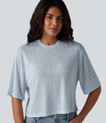 Round Neck Short Sleeve Casual Top