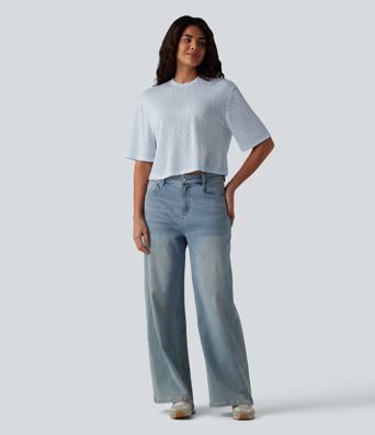 Round Neck Short Sleeve Casual Top