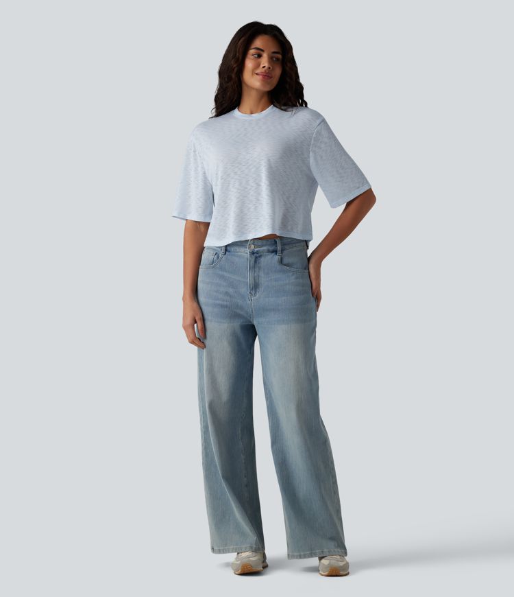 Round Neck Short Sleeve Casual Top