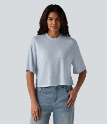 Round Neck Short Sleeve Casual Top