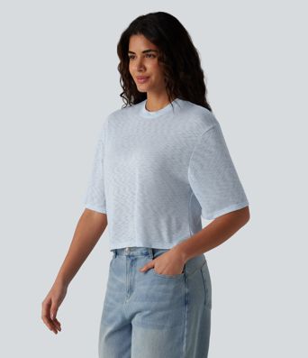 Round Neck Short Sleeve Casual Top