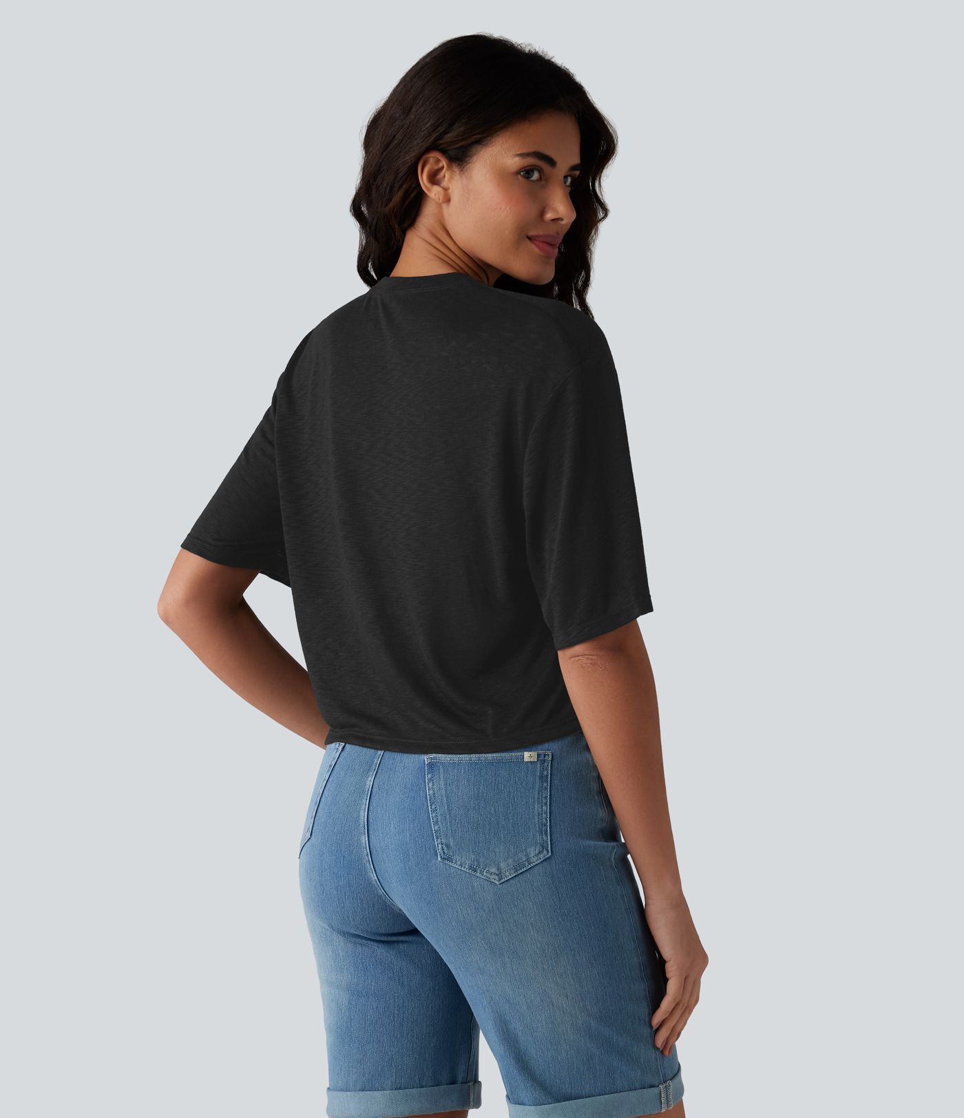 Round Neck Short Sleeve Casual Top