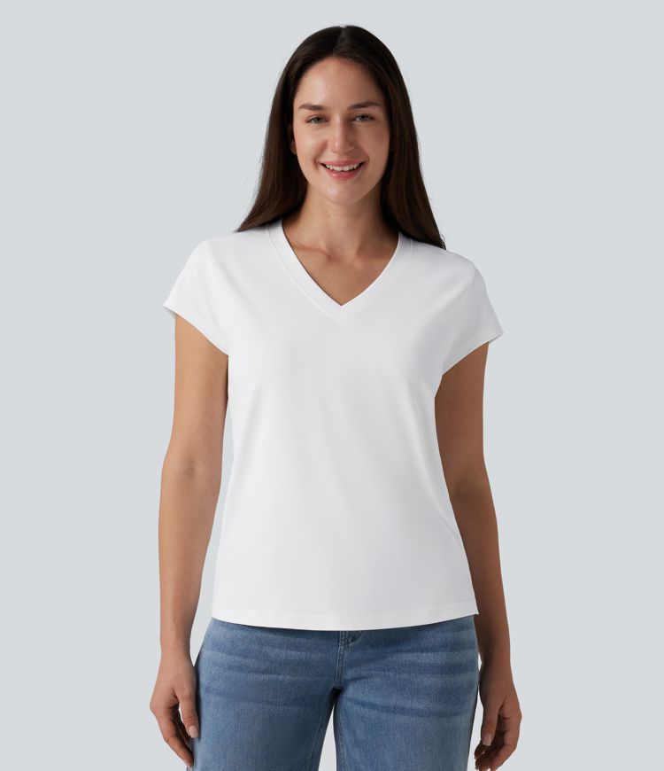 V Neck Short Sleeve Casual T-Shirt