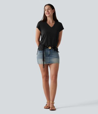 V Neck Short Sleeve Casual T-Shirt