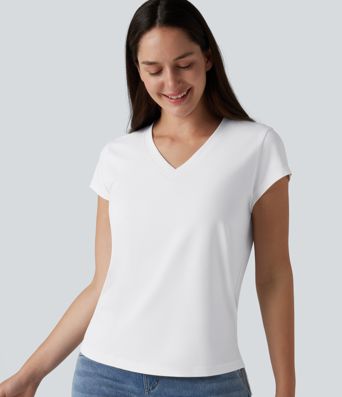 V Neck Short Sleeve Casual T-Shirt