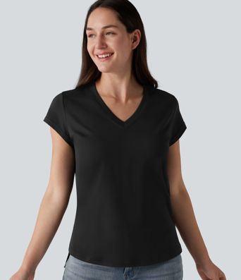 V Neck Short Sleeve Casual T-Shirt