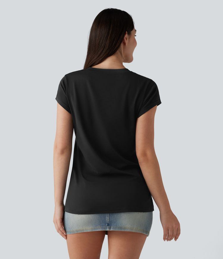 V Neck Short Sleeve Casual T-Shirt