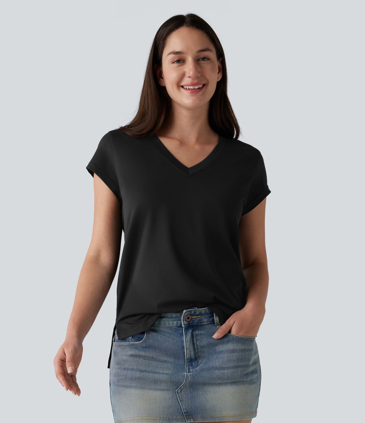 V Neck Short Sleeve Casual T-Shirt