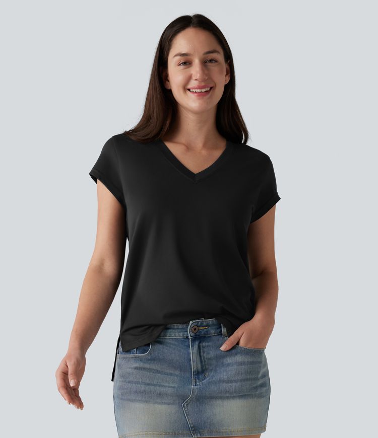 V Neck Short Sleeve Casual T-Shirt