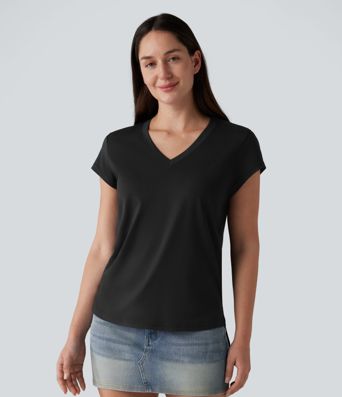 V Neck Short Sleeve Casual T-Shirt
