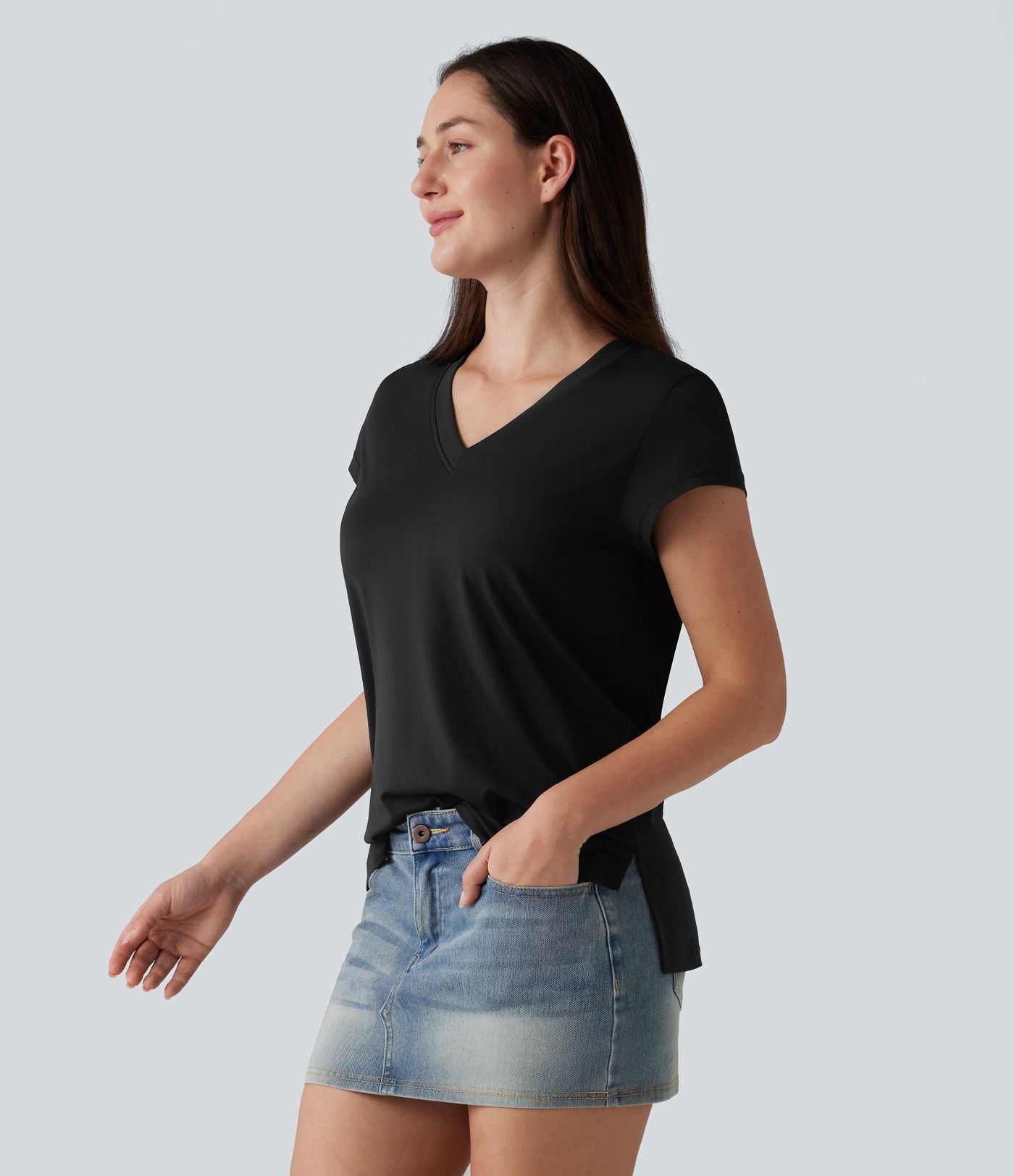 V Neck Short Sleeve Casual T-Shirt