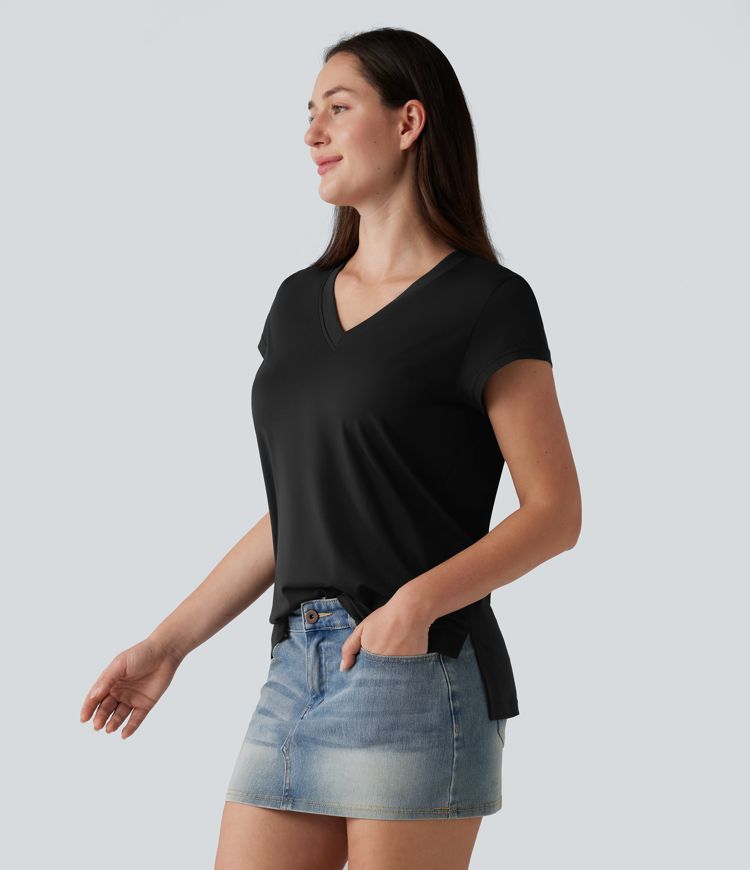 V Neck Short Sleeve Casual T-Shirt