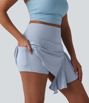 Jupe de danse courte Breezeful™ à taille haute, à volants, 2 en 1, séchage rapide et poches