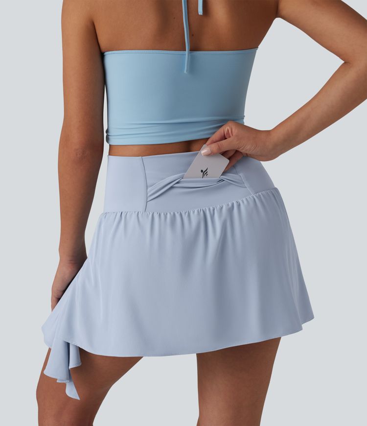 Jupe de danse courte Breezeful™ à taille haute, à volants, 2 en 1, séchage rapide et poches