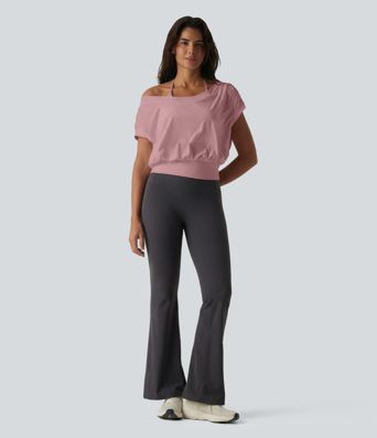 Off Shoulder Short Sleeve Oversize Cool Touch Quick Dry Yoga Sports Top Off Shoulder Short Sleeve Oversize Cool Touch Quick Dry Yoga Sports Top