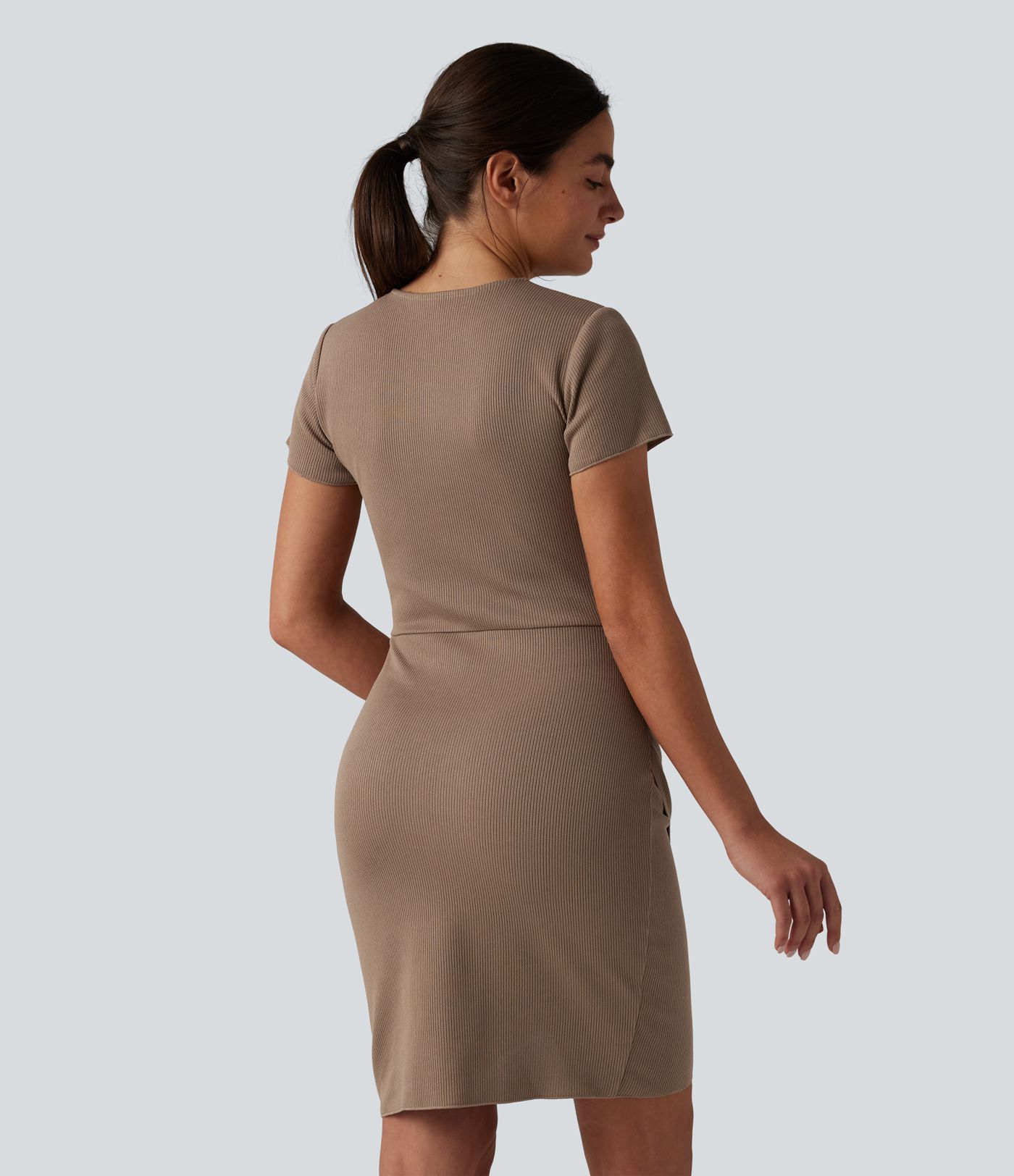 Short Sleeve Bodycon Tulip Hem Mini Casual Dress