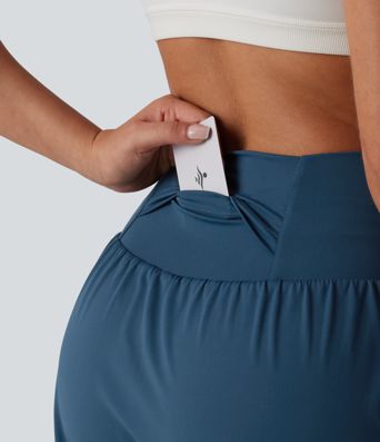 SoftlyZero™ Airy High Waisted 2-in-1 Cool Touch Yoga Harem Shorts with Pocket