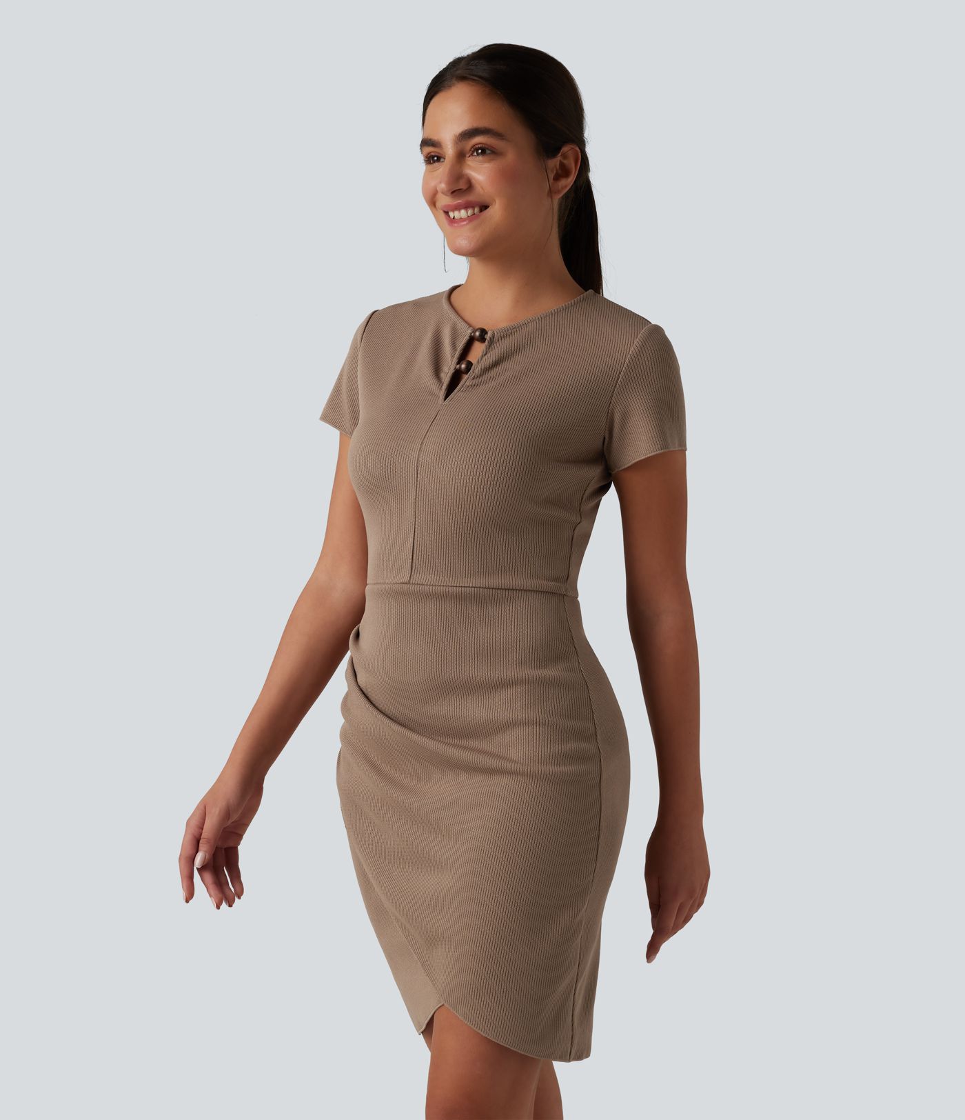 Short Sleeve Bodycon Tulip Hem Mini Casual Dress
