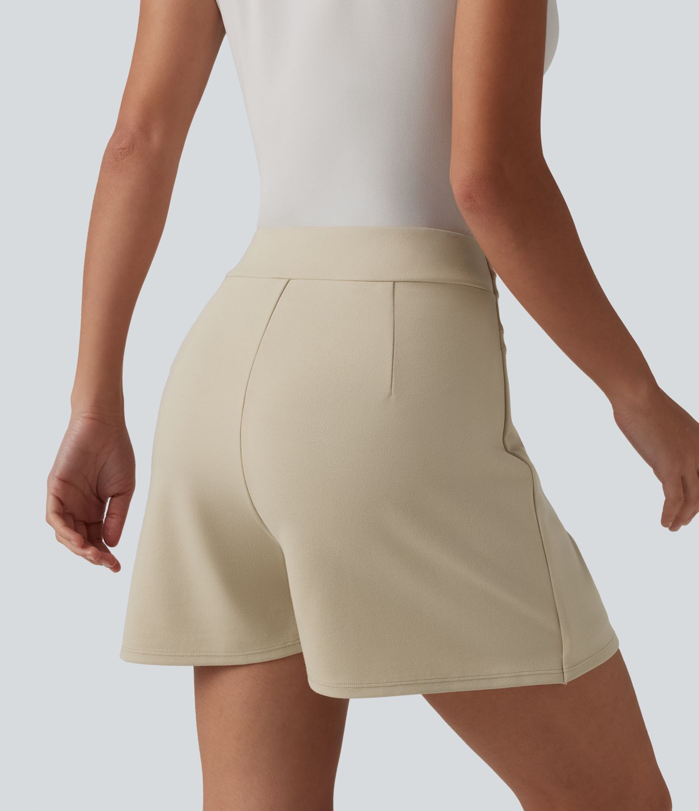 High Waisted Decorative Button Work A-line Skort