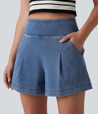 Short en jean ample Halara Flex™ taille haute décontracté avec poches