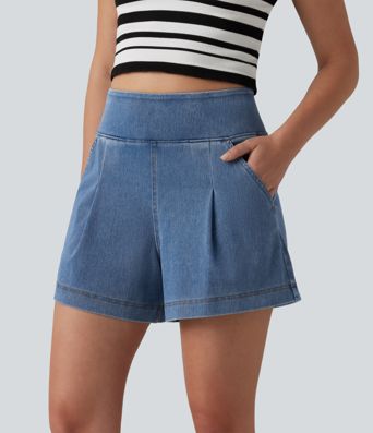 Short en jean ample Halara Flex™ taille haute décontracté avec poches