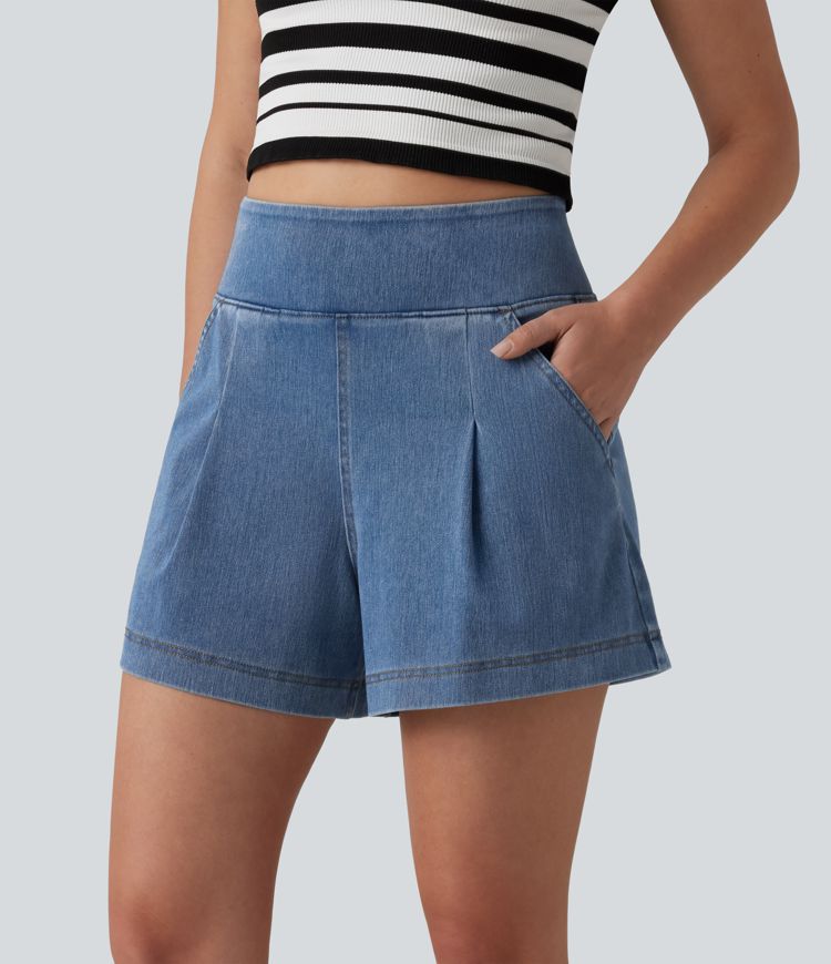 Short en jean ample Halara Flex™ taille haute décontracté avec poches