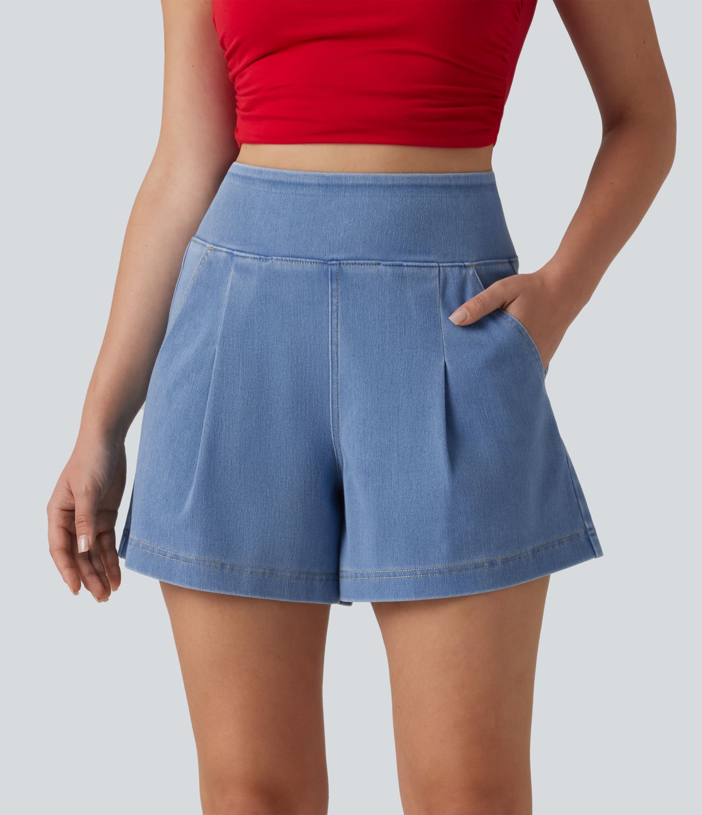 Short en jean ample Halara Flex™ taille haute décontracté avec poches