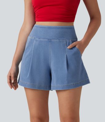 Short en jean ample Halara Flex™ taille haute décontracté avec poches