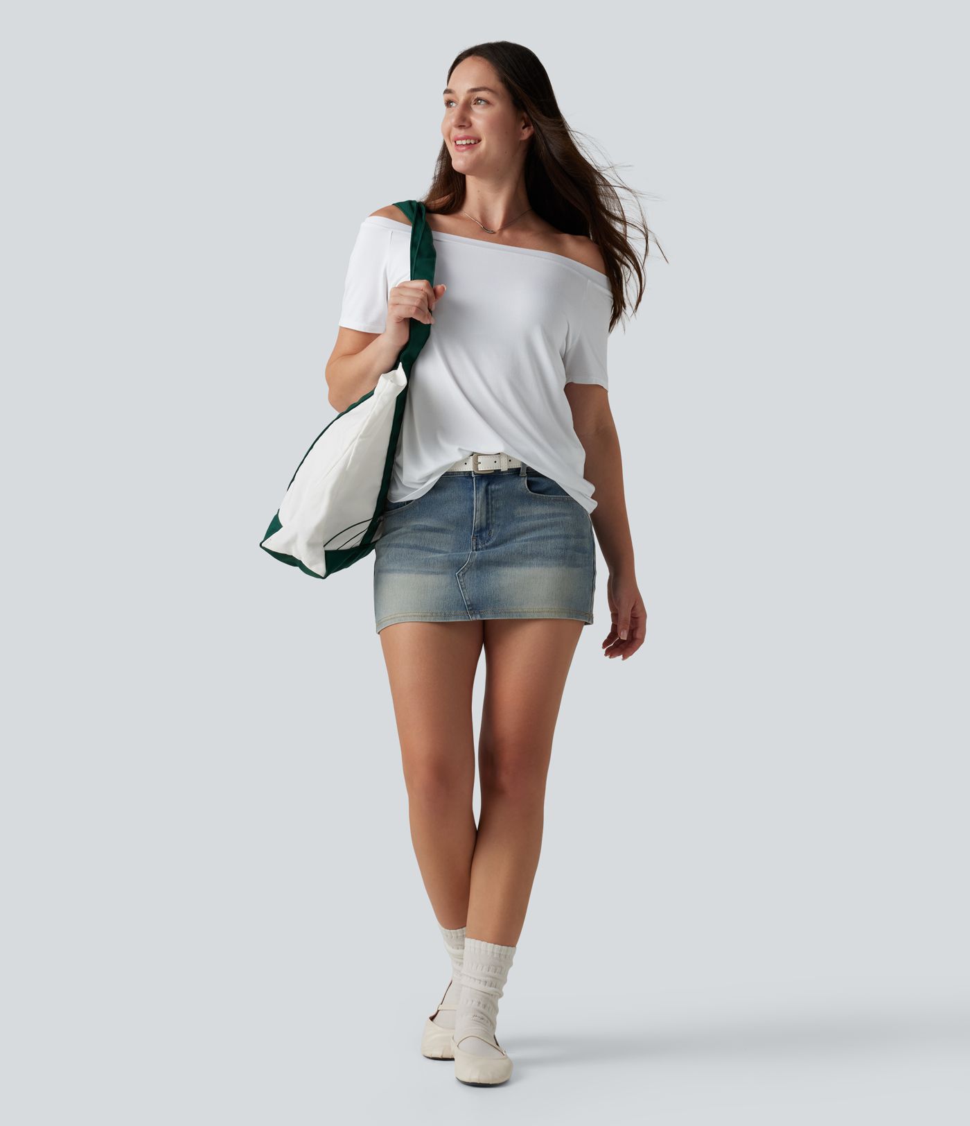 Off-Shoulder Short Sleeve Casual T-Shirt