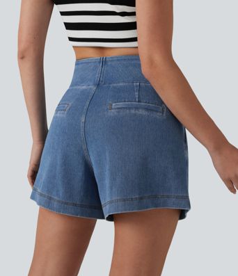 Short en jean ample Halara Flex™ taille haute décontracté avec poches