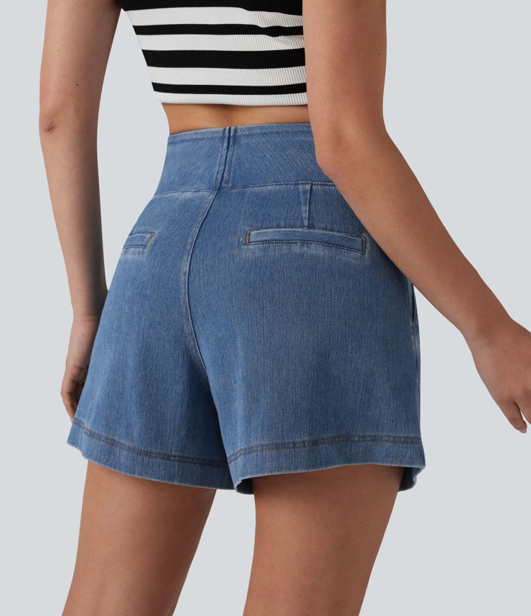 Short en jean ample Halara Flex™ taille haute décontracté avec poches