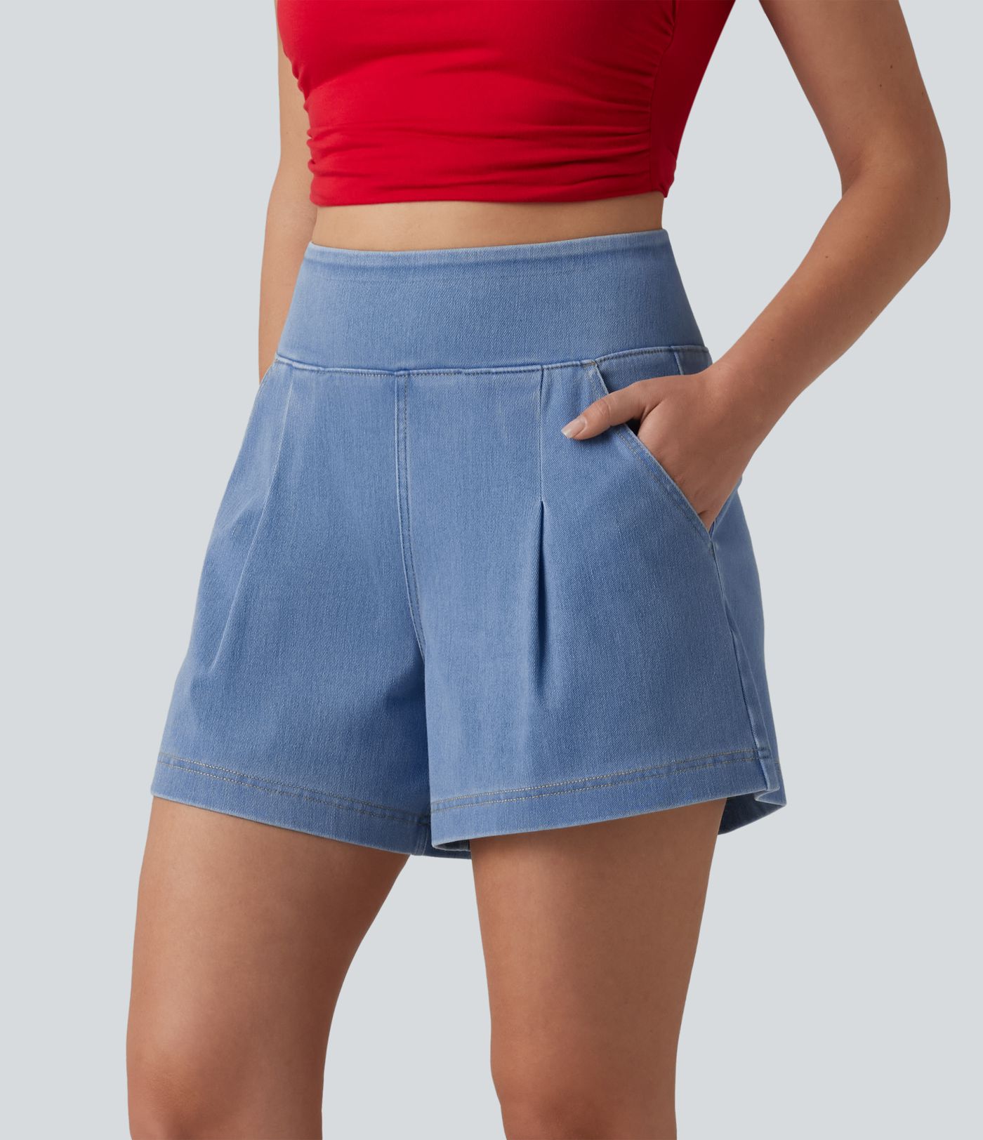 Short en jean ample Halara Flex™ taille haute décontracté avec poches