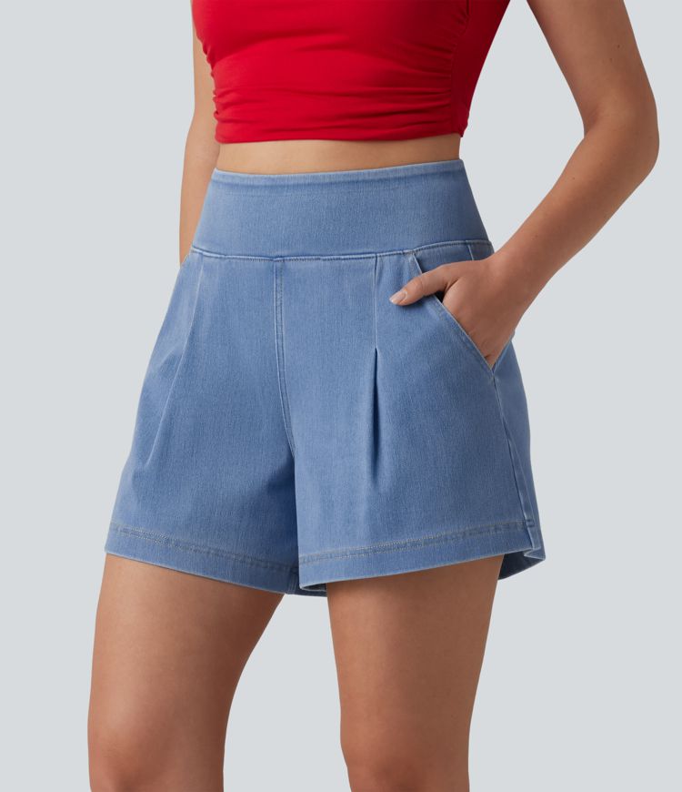 Short en jean ample Halara Flex™ taille haute décontracté avec poches