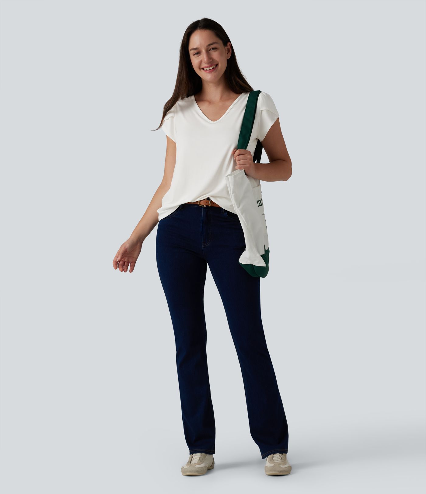 V Neck Petal Short Sleeve Casual T-Shirt