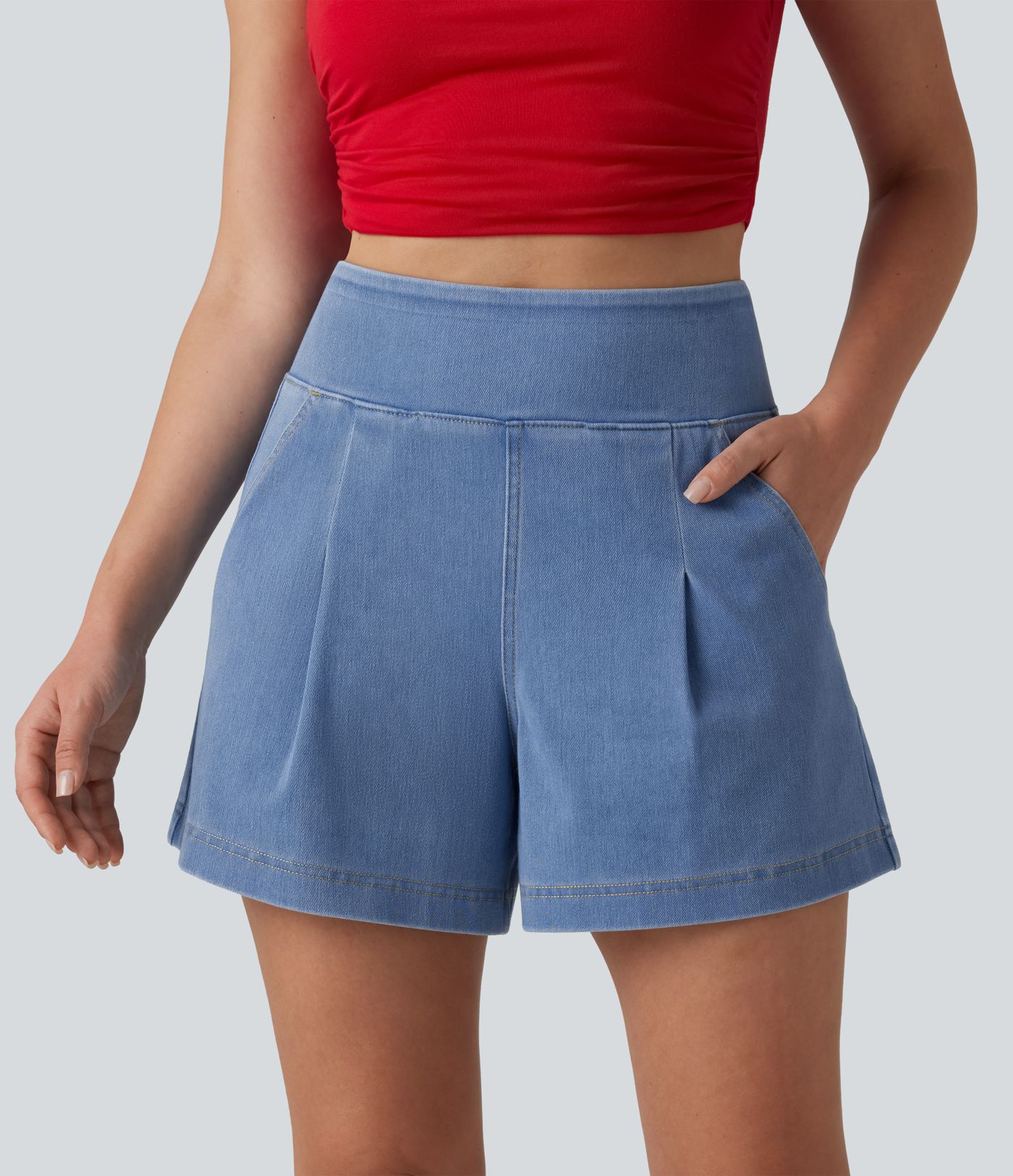 Short en jean ample Halara Flex™ taille haute décontracté avec poches