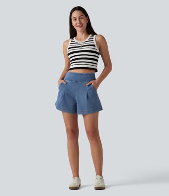 Short en jean ample Halara Flex™ taille haute décontracté avec poches