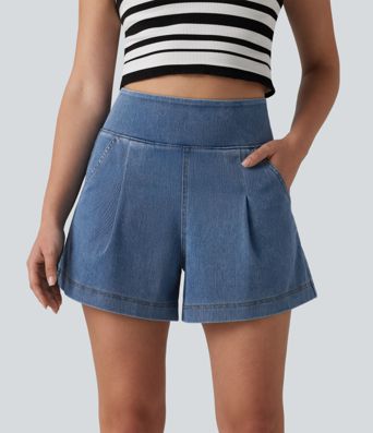 Short en jean ample Halara Flex™ taille haute décontracté avec poches