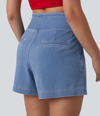 Short en jean ample Halara Flex™ taille haute décontracté avec poches