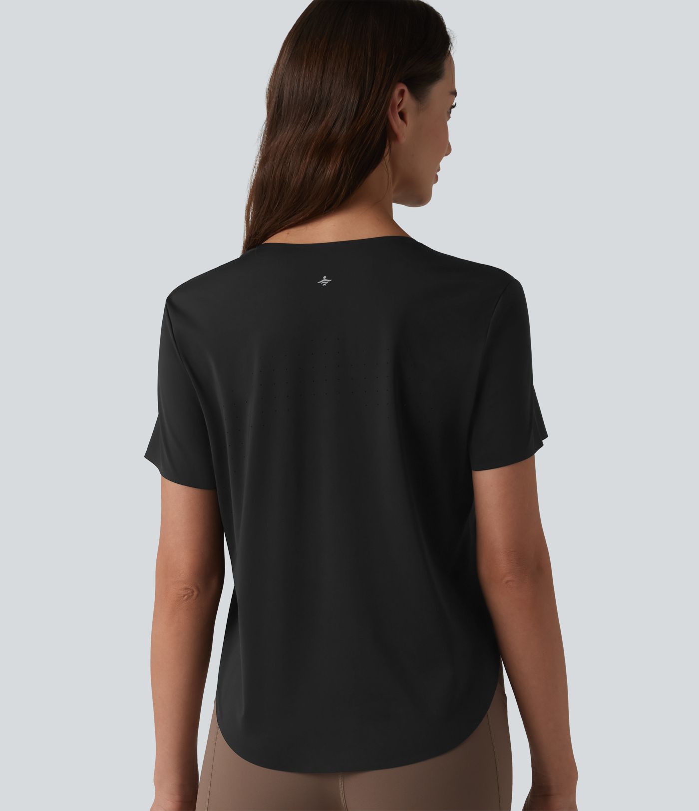 Round Neck Short Sleeve Curved Hem Breathable Mesh Hiking Sports Top Round Neck Short Sleeve Curved Hem Breathable Mesh Hiking Sports Top