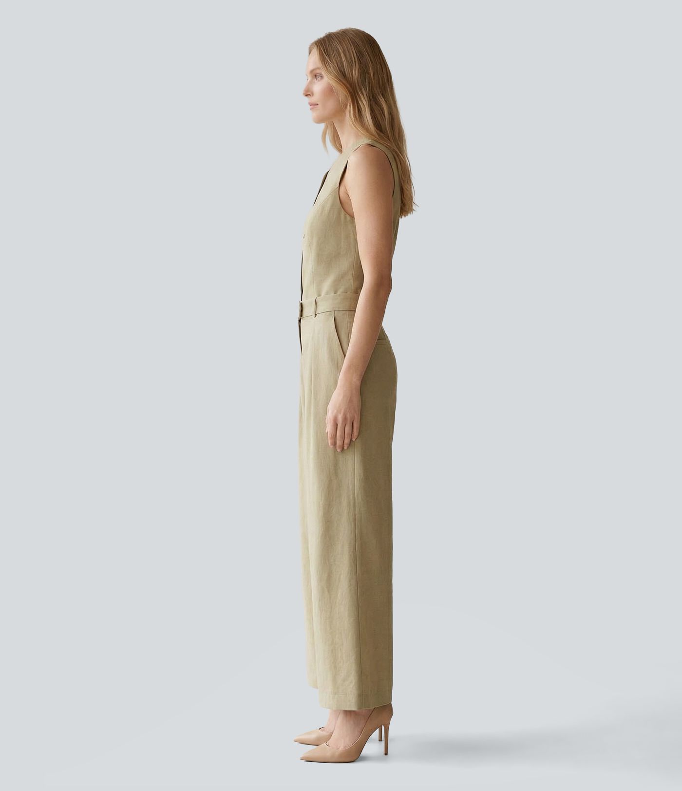 Berankovis darbinis kombinezonas su lininiu pojūčiu ir kišenėmis