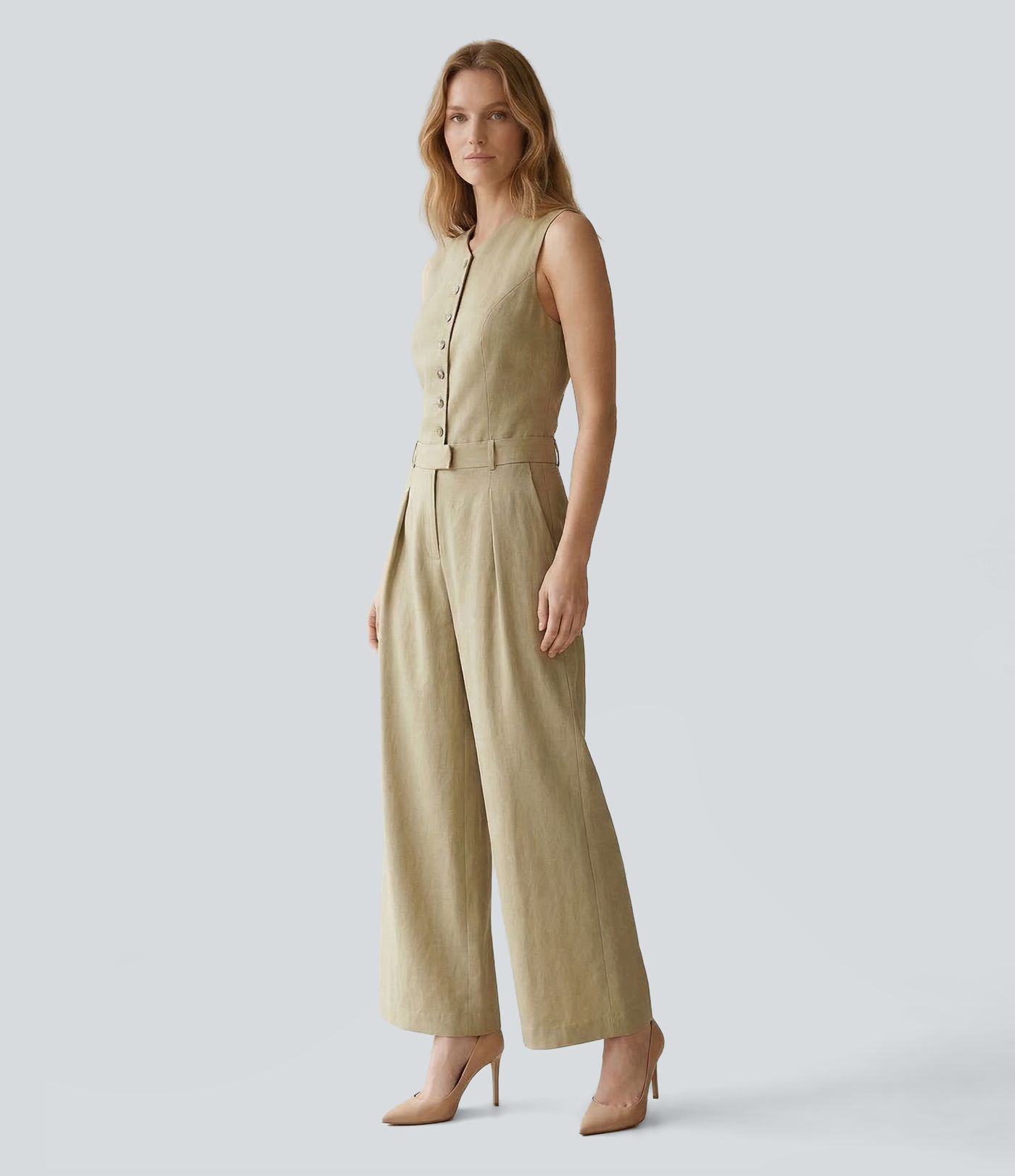 Berankovis darbinis kombinezonas su lininiu pojūčiu ir kišenėmis