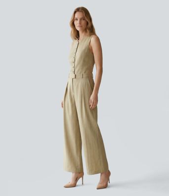 Berankovis darbinis kombinezonas su lininiu pojūčiu ir kišenėmis