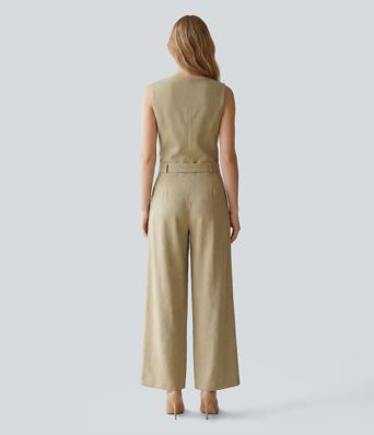 Berankovis darbinis kombinezonas su lininiu pojūčiu ir kišenėmis