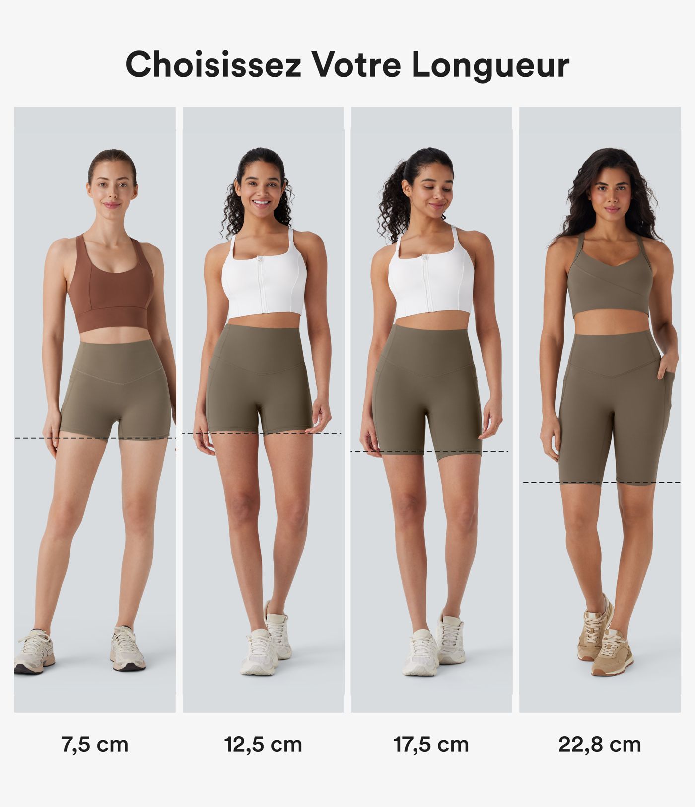 Short cycliste 22,8 cm d'entraînement gainant taille haute avec poches Halara UltraSculpt™
