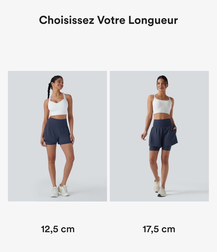 Short de yoga 2-en-1 Softlyzero™ Airy super taille haute toucher frais 12,5 cm avec poches