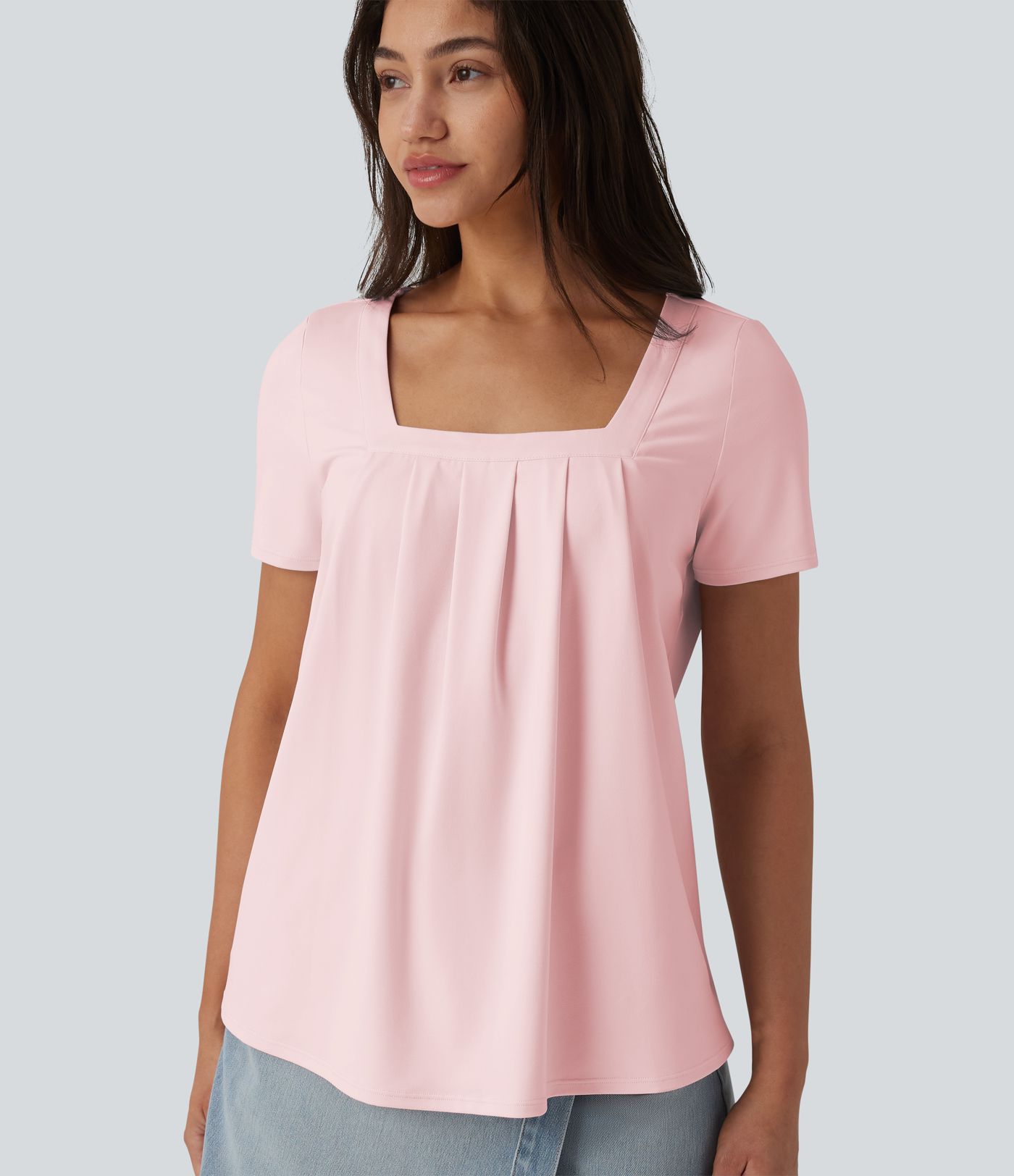 Square Neck Short Sleeve Casual Top